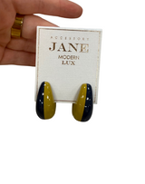 Colorblock Teardrop Earrings - Olive and Navy