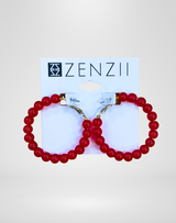 Glass Beaded Hoop Earring - Assorted Colors