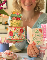 Mini Blooming Birthday Cake Pop Up Card