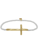 Waxing Poetic Faith Cross Mini Ball Stretch Bracelet