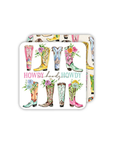 Howdy Fancy Boots With Flowers Square Coaster