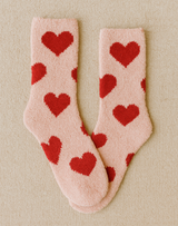 Barefoot Dreams CozyChic Heart Print Socks - Rose/Cherry