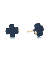 eNewton Signature Cross Stud Earrings--Navy