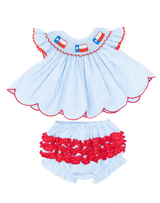Girls Gingham Texas Flag Diaper Set