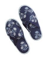 Navy Block Print Slippers