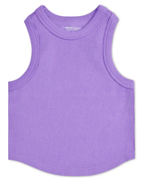 Vivid Violet Cropped Ribbed Racerback Tank Top