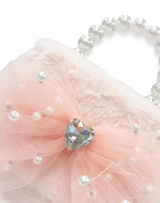 Girls Mesh Bow Furry Purse