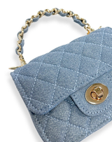 Girls Sparkly Denim Quilted Purse