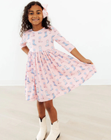 Ribbons & Rodeos 3/4 Sleeve Pocket Twirl Dress