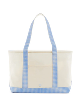 TRVL Medium Tote Wtih Gingham Sky Trim