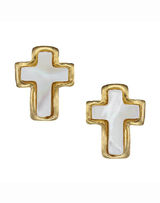 Susan Shaw Mother of Pearl Cross Stud Earrings