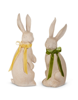 14.5" Concrete Look Rabbit with Bow