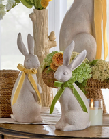 14.5" Concrete Look Rabbit with Bow