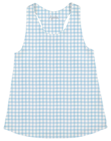 Blue Gingham Tank Top With Racer Back