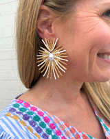 Raffia Pearl Star Earrings - Assorted