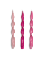 Twist and Glow Set of 3 Pink Hue 12" Twist Taper Candles