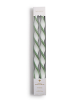 Twist and Glow Set of 2 Green Ribbon 15 3/4" Twist Taper Candles