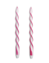 Twist and Glow Set of 2 Pink Ribbon 15 3/4" Twist Taper Candles