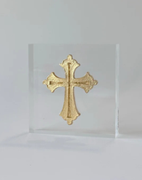 Gold Cross Intaglio Acrylic