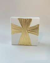 Wide Gold Painted Cross Canvas