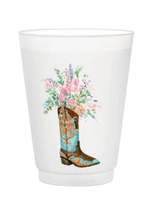 Blue Boot With Flowers Frosted Cup