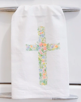 Floral Cross Tea Towel