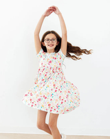 Painted Posies Short Sleeve Pocket Twirl Dress