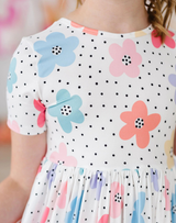 Dots & Daisies Short Sleeve Pocket Twirl Dress