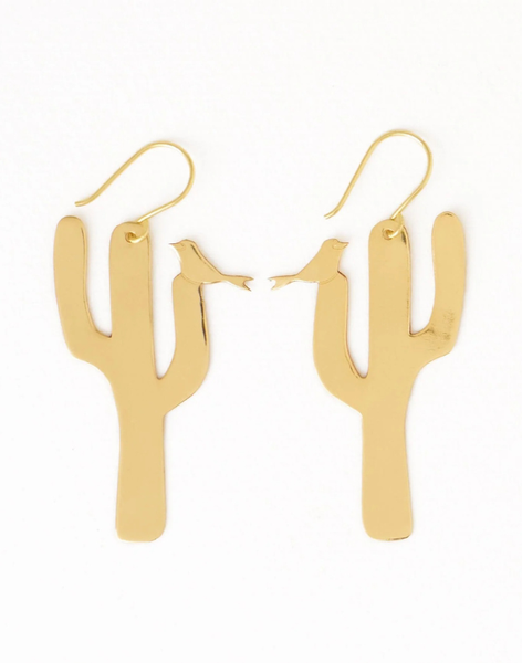 Sedona Bird and Cactus Dangle Earrings