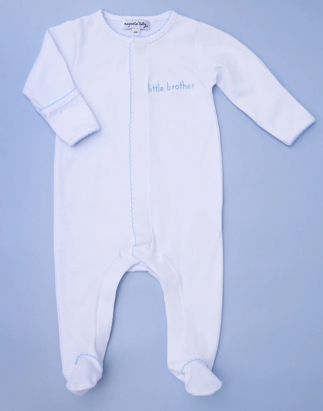 Little Brother Blue Embroidered Footie
