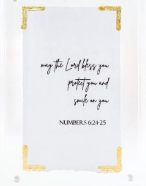 Numbers 6:24-25 Gold Leaf Corner in 4x6 Acrylic Frame