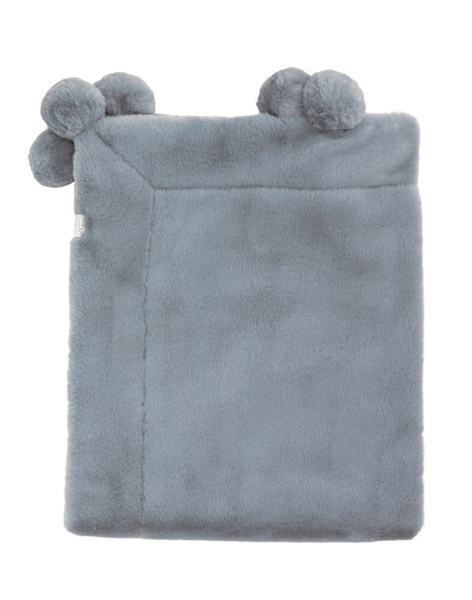 Blue Fur Pom Pom Blanket
