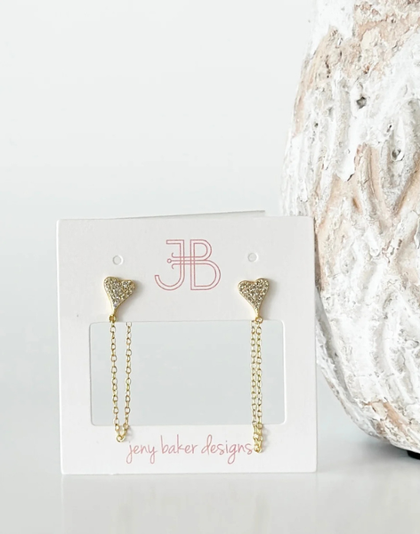Heart Chain Stud Earrings