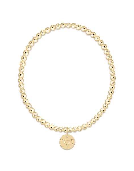 eNewton UT Austin Disc Classic Gold 3mm Bead Bracelet