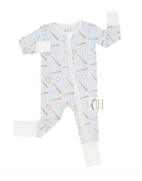 Baseball Double Zipper Romper