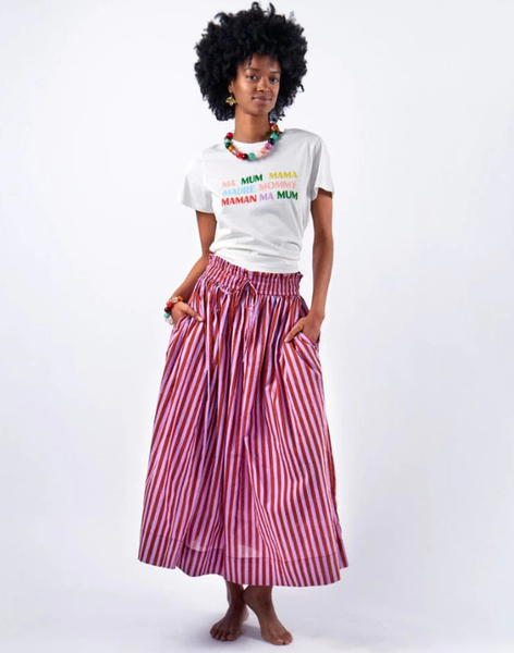 Keaton Stripe Skirt- Rust/Lilac