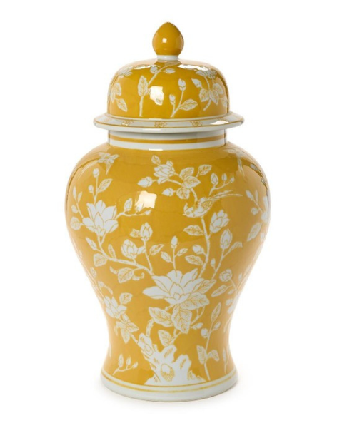 Yellow and White Temple Jar