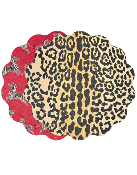 Vida Cheetah Zebra Reversible Round Placemat