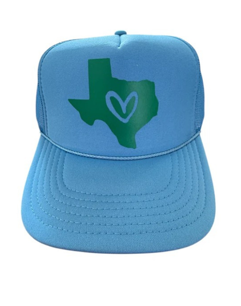 Heart of Texas Trucker Hat-Light Blue/Green