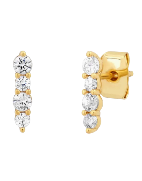 Round CZ Stick Stud Earrings
