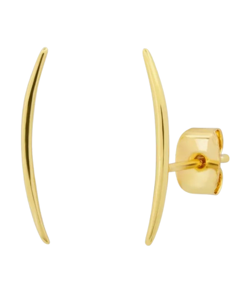 Gold Curved Bar Stud Earrings