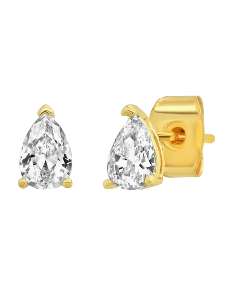 Tear Shaped CZ Stud Earrings