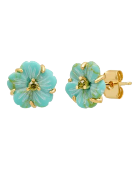 Flower Post Earrings with CZ