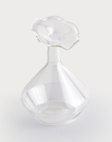 Clear Glass Angeled Neck Vase
