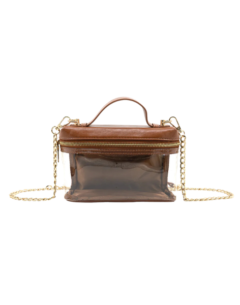 Zip Top Clear Bag- Tan