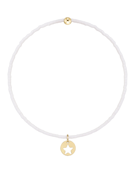 eNewton Small Star Gold Disc 2mm Hope Classic Bracelet- White