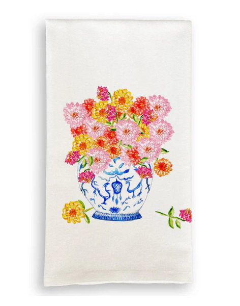 Ginger Jar With Zinnias Towel