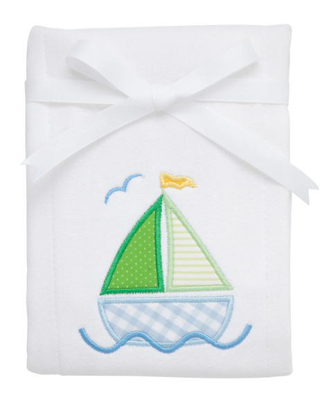 Blue Sailboat Burp Pad