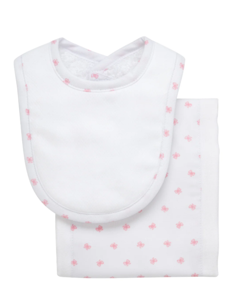 Bow Print Drooler Bib and Burp Set