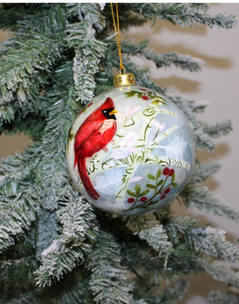 Capiz Ball Cardinal Ornament